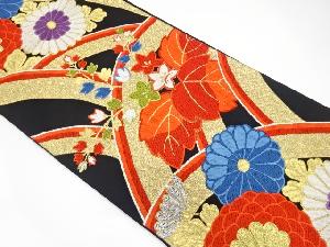 アンティーク　波に桐・菊模様織り出し袋帯（着用可）